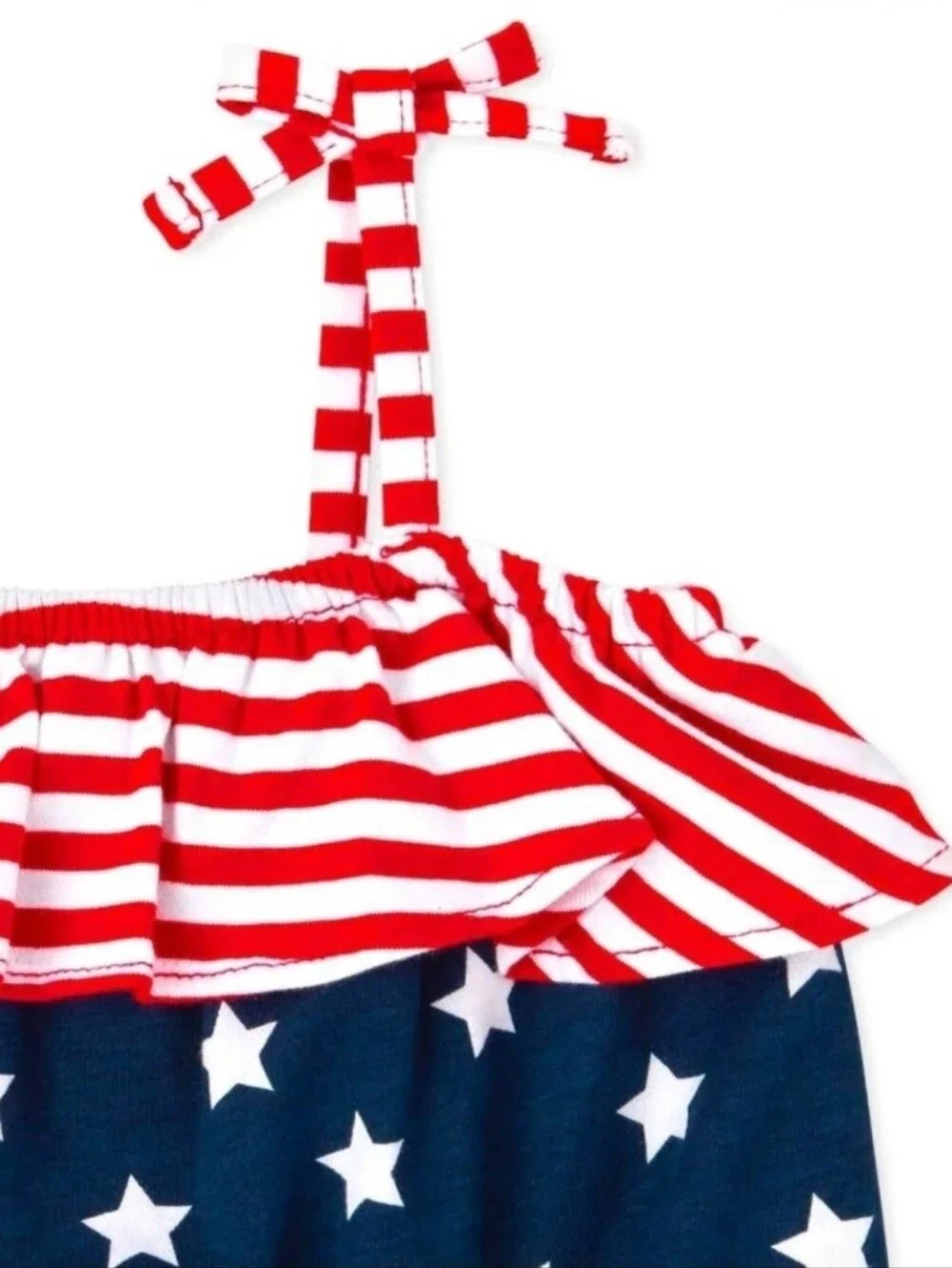 Baby Girls Patriotic Star & Stripe Romper 3-6 Months Red White Blue 100% Cotton